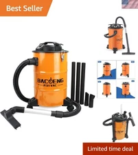 Bagless 5FT Ash Vacuum for Fireplaces & Pellet Stoves - Lightweight & Efficient