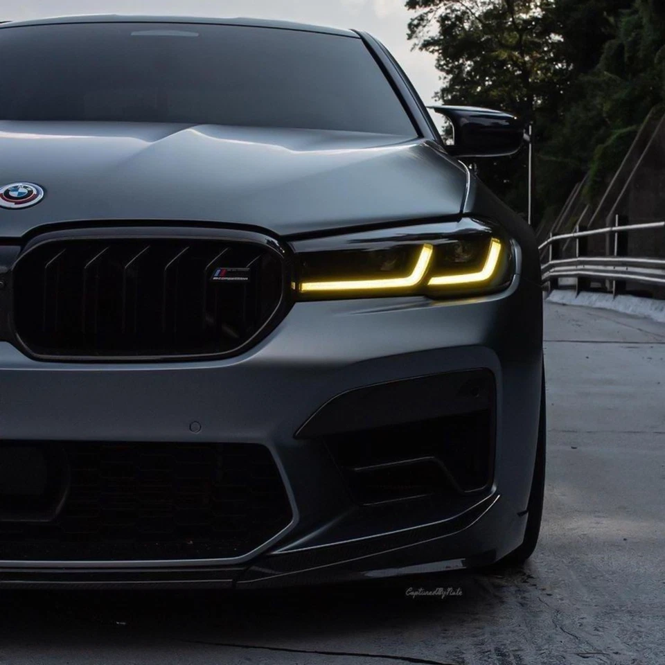 2020-2023 BMW 5 Series G30 CSL Style Yellow DRL LED Headlight Modules - Image 4 of 4