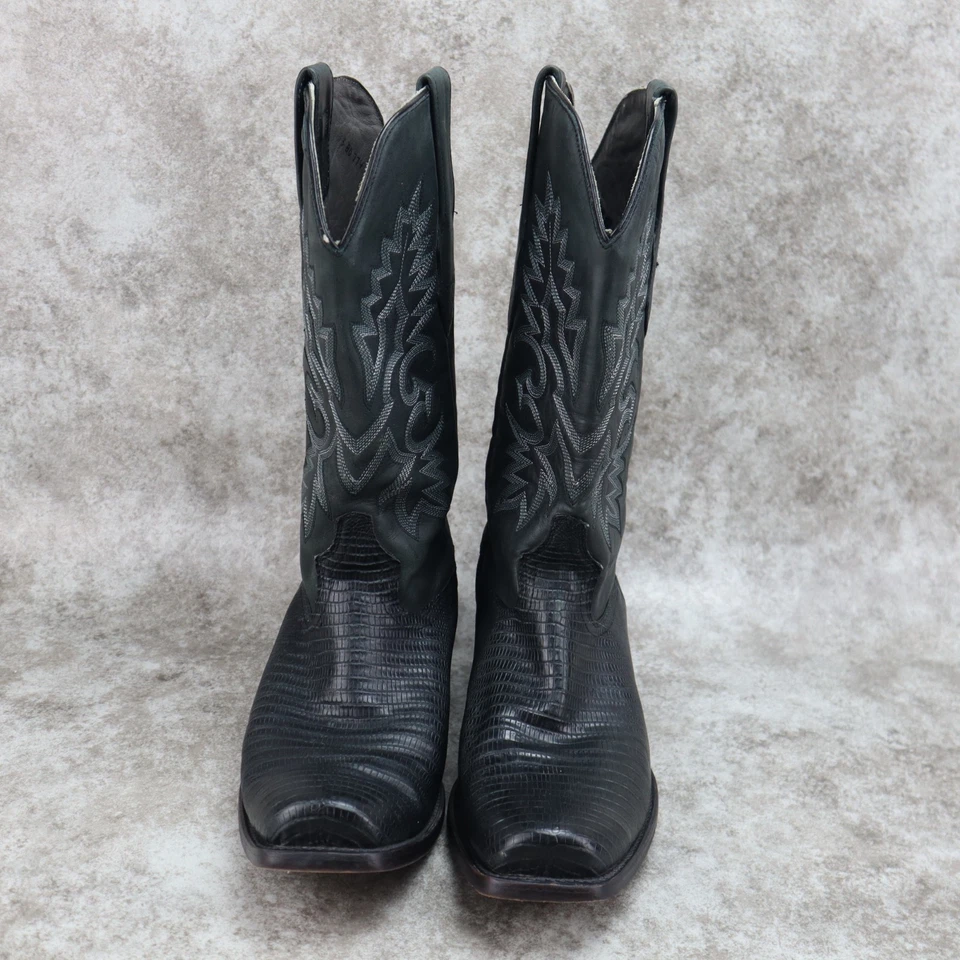 Los Altos ящерица ботинки из черной кожи Дубай носок квадратный мужской размер 10,5 D - Изображение 2 из 4