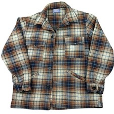 Vintage Pendleton 1960s/70s 100 wool plaid button front jacket USA made Size M