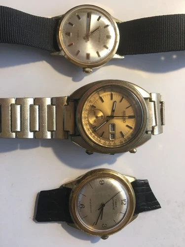 Lot of 3-1970's Seiko 6139-6015, Timex,  Vantage Watches -For Parts/Repair
