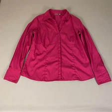 Apt 9 Button Down Shirt Women's XL Pink Stretch Long Sleeve Pink Top Blouse **