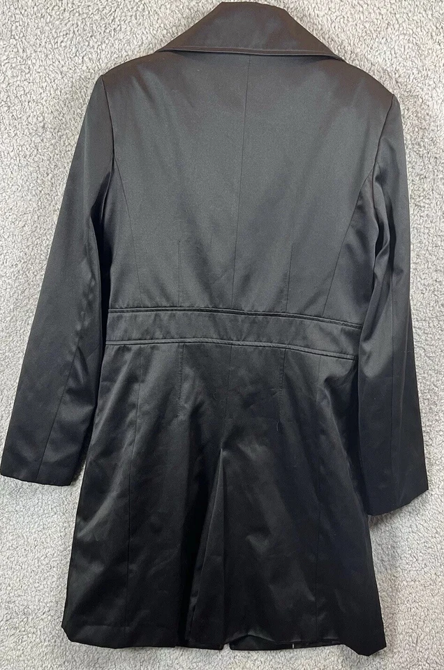 Tahari Coat Black Wool Satin Long Formal Dress Coat Blazer 3 Big Buttons Foto 2 de 4