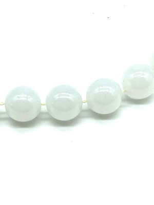 8 MM Milky white Plastic BEADS fuse on a String  ( 6 YARDS ) NO HOLE!
