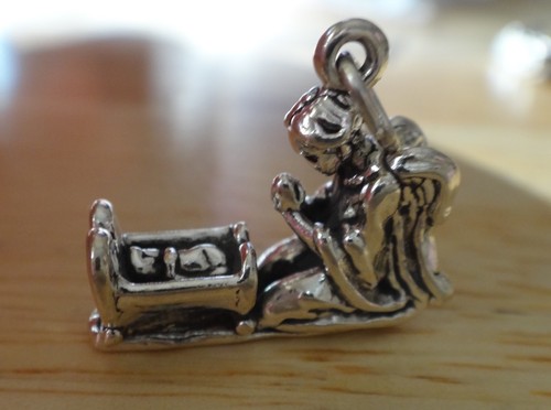 Plata Esterlina 3D 18x21mm 5g Ángel de la Guarda con Dije para Bebé en Cuna - Imagen 4 de 7