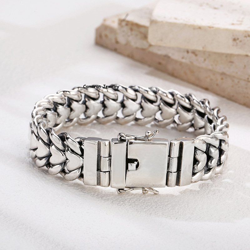 Pure S925 Sterling Silver Chain 15mm Unique Curb Link Bracelet 93