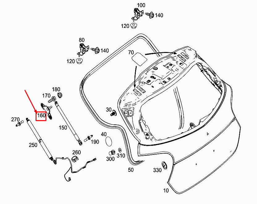 MERCEDES-BENZ GLA X156 Halterung für Gasdruckfeder hinten A1567400114