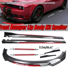 Front Bumper Lip Spoiler Body Kit Side Skirt Carbon Fiber For Dodge Challenger