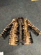 Cappotto pelliccia visone bicolore spina di pesce vintage. Taglia 12 - 14 marrone e nero anni 60