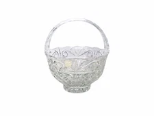 Vintage Crystal Clear 24% Leaded Crystal Bridal Basket 7.5”x 8” Made in Poland