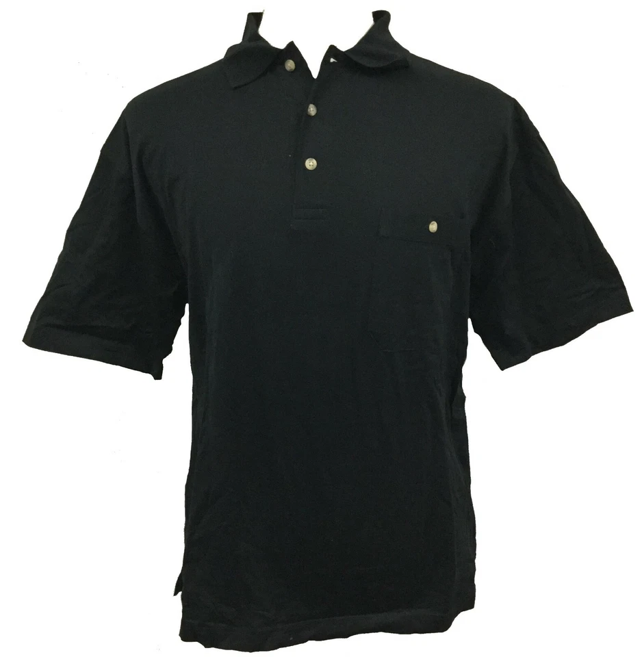 Camisa polo de golf Greg Norman doble algodón mercerizado rendimiento deportivo top negra Foto 2 de 4