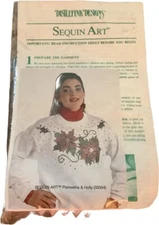 Vintage Distlefink Designs Sequin Art Kit #33354 Christmas Poinsettia & Holly