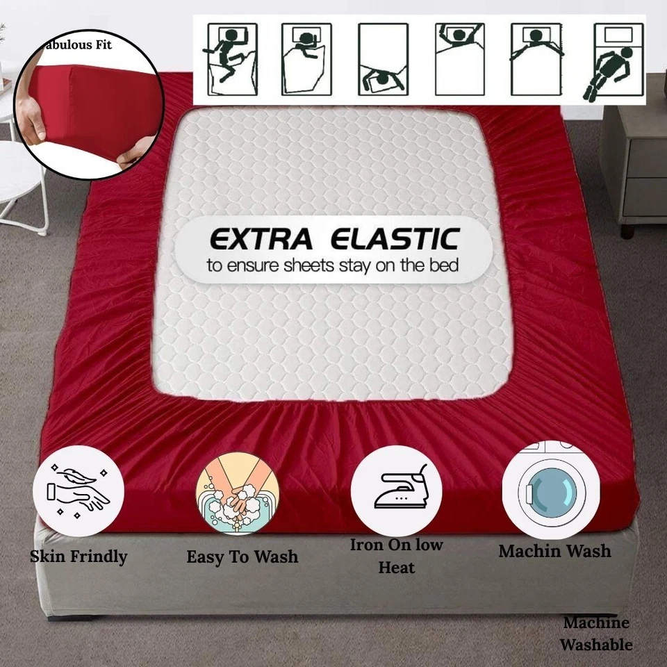 SCALA  ALL BEDDING SET EGYPTIAN COTTON  RED SOLID ALL US~SIZE - Image 3 of 4