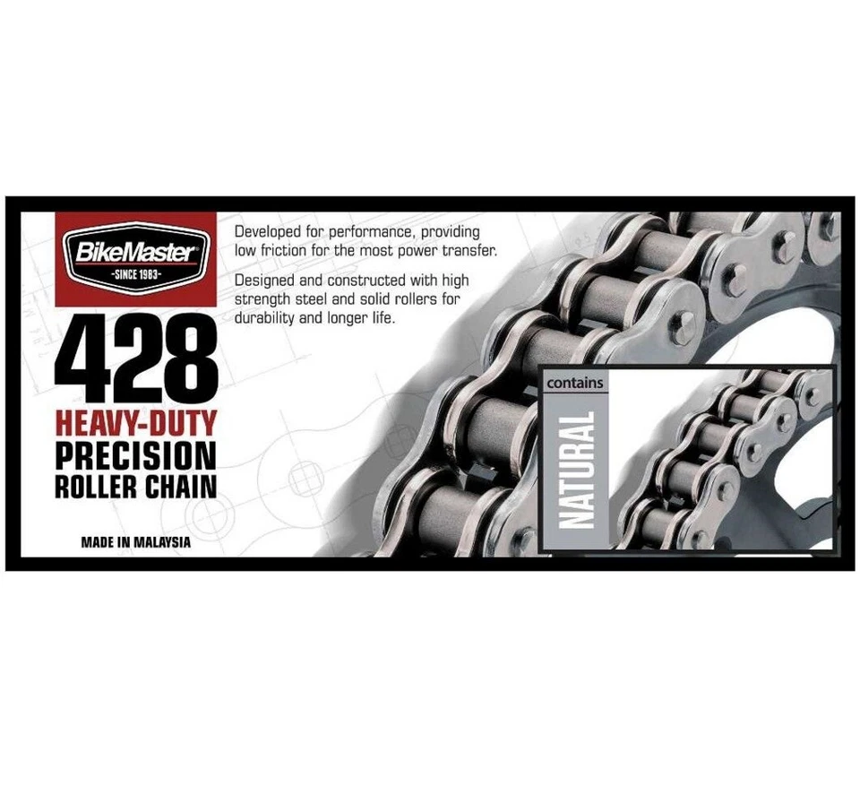 Kit de piñón de cadena natural, delantero y trasero 428H para KAWASAKI G4TR100 1970-1975 Foto 4 de 4