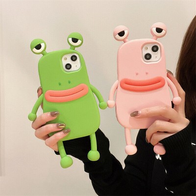 3D Silikon Frosch Handyhülle für IPhone 14 13 12 11 Pro Max Cartoon Bumper Cover