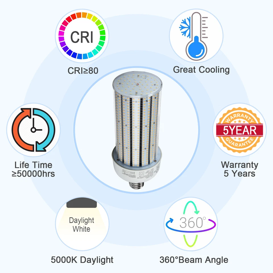 480Volt E39 Mogul LED Corn cob Bulb Parking Lot light 120Watt Daylight 5000K US - Image 3 of 4