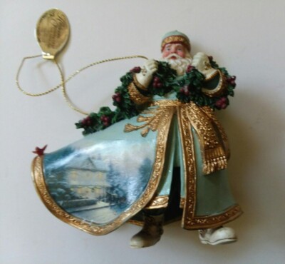 Heirloom Ornament Bringing Home the Tree Santa with Thomas Kincaid Ashton Drake