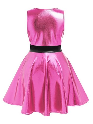 Kids Girls Alien Costume Metallic Sleeveless A Line Tutu Dance Dress Theme Party - Picture 12 of 24