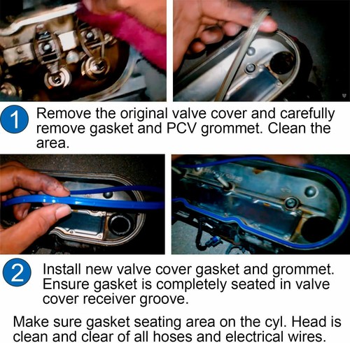Valve Cover Gasket Set With Grommets – Fits 1999-2016 Chevy GMC 4.8L 5.3L 6.0L 6.2L (3-Piece Kit)