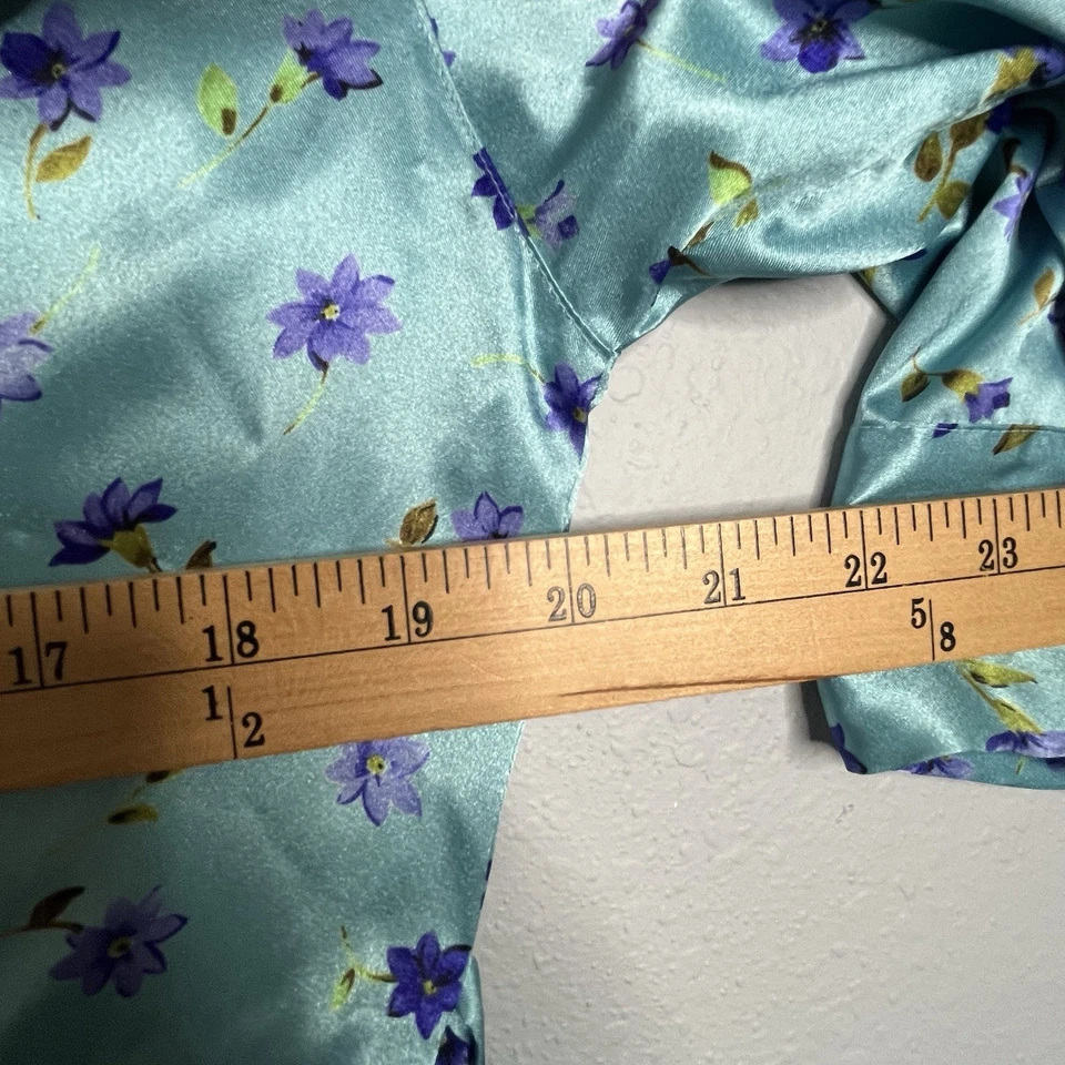 August Silk Floral Robe Women's 3/4 Sleeves Open Front Size L - Image 4 of 4