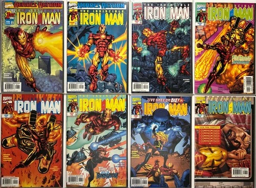 (8 Comic Book Lot) The Invincible Iron Man #1 thru #8 (1998, Marvel) *Vintage*