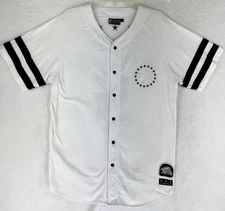 Vintage Famous Stars And Straps Mens Baseball Jersey Embrodered Size Large White