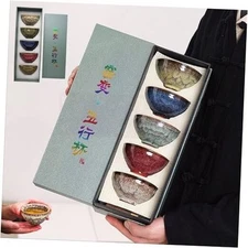1Set chinese tea cup, 2025 ceramic Tea Cup with Designed Gift Box, Chinese 5PCS