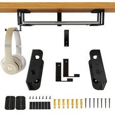 Under Desk Laptop Storage Mount Metal Holder Hook Fits 1.37 Inch Thick Black