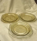 Vintage Federal Glass Madrid Amber Depression 9" Luncheon Plates-Set of 3-1930s