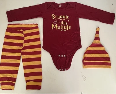 SYMPHONYW Harry Potter Baby Set Unisex langarm Body Hose Mütze Snuggle This Muggle gr.100c