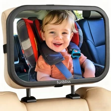 Funbliss Baby Car Mirror for Rear Facing Seat,360° Rotation, Safety Certified
