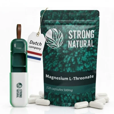 Magnesium L-Threonate - 120 Capsules 500mg - Free pillbox - 2000mg tagedosis - Bild 1 von 4