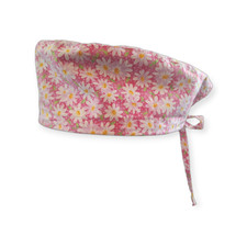 Daisies on Pink Tie Back Scrub hat/ cap 100 Cotton Surgical Medical