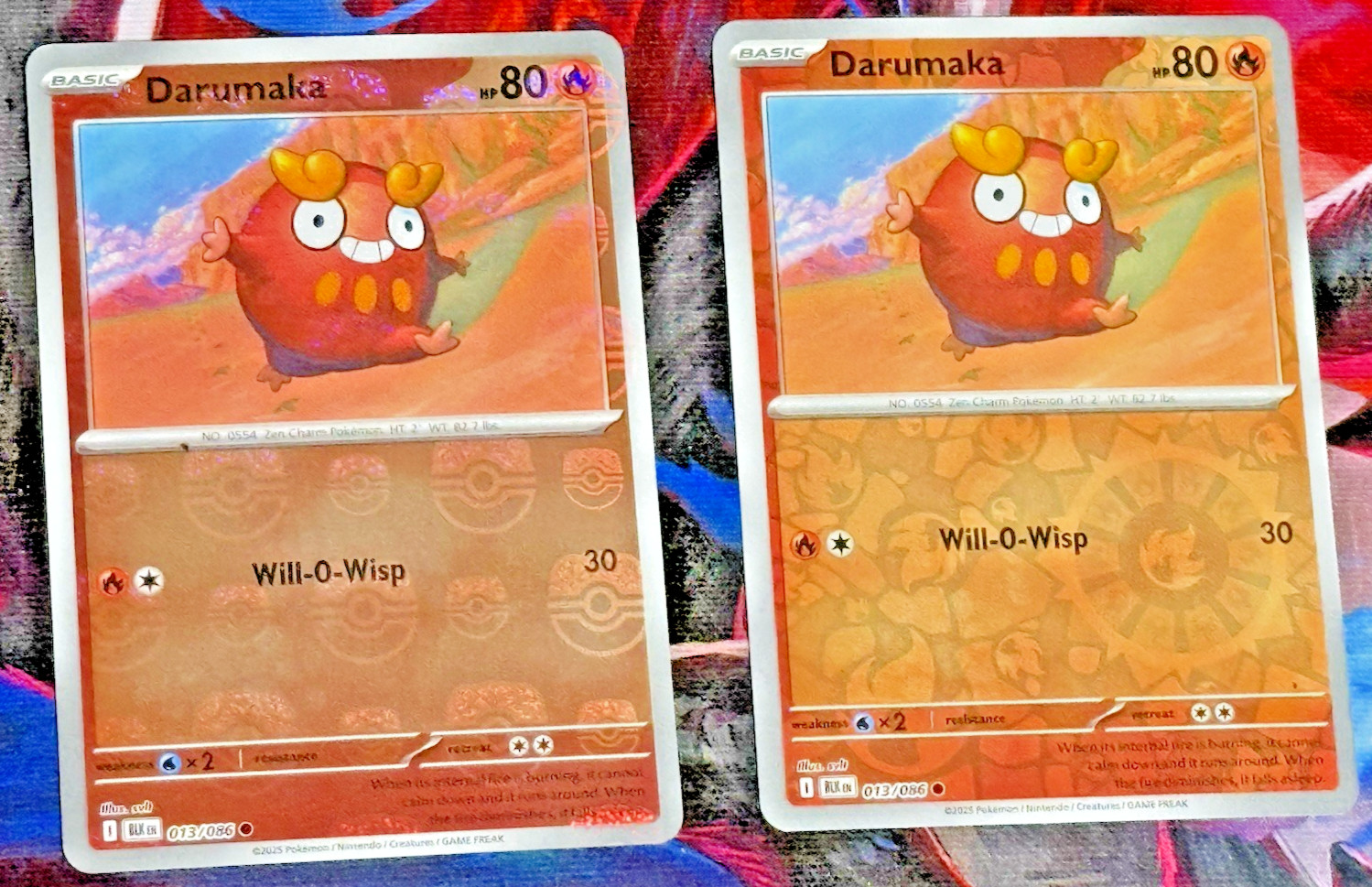 Pokemon Darumaka 013/86 Pokeball Holo + Reverse Holo Lot of 2 Black Bolt NM