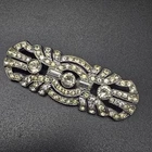 Art Deco Rhinestone Bar Brooch Silver Tone Vintage Glam Costume Jewelry