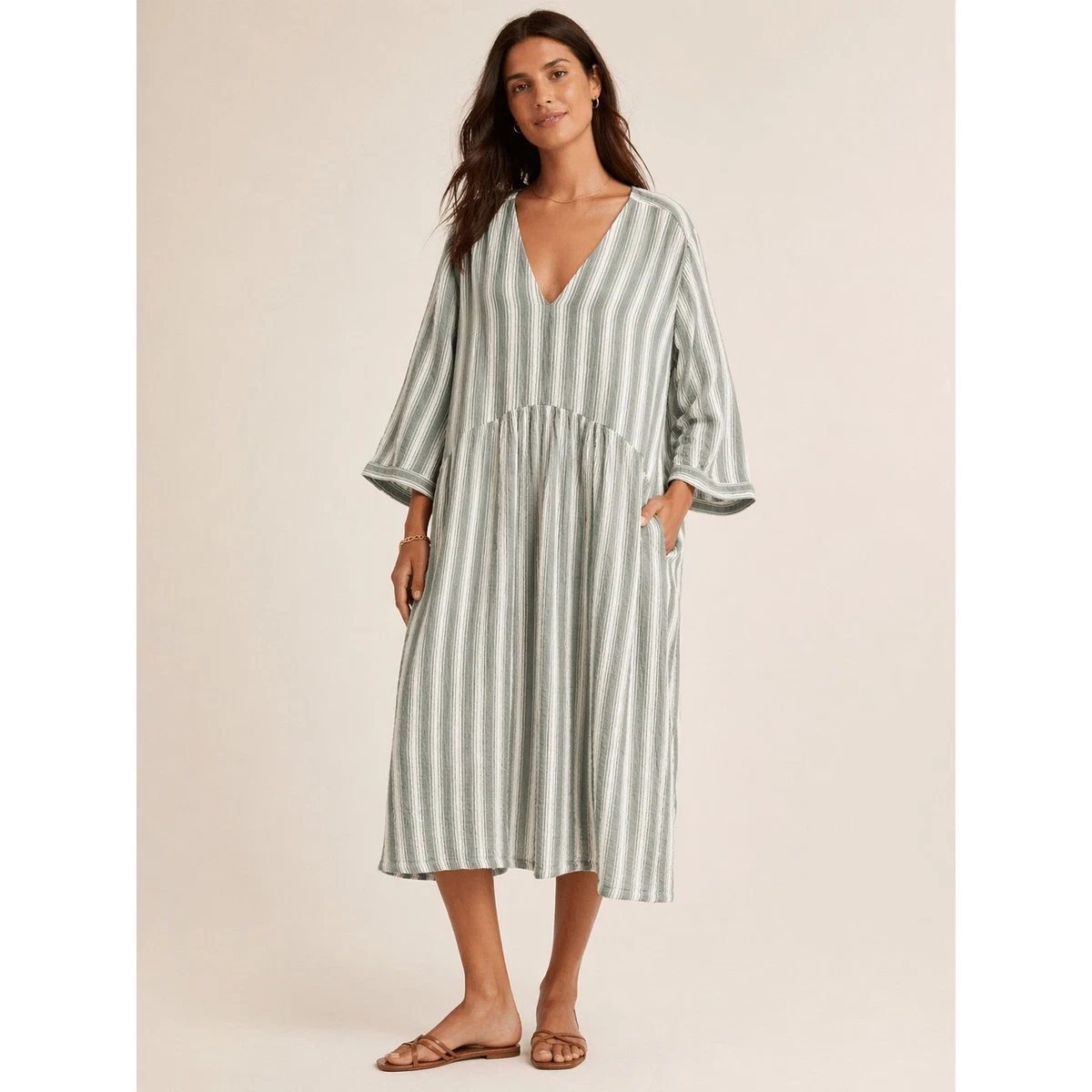 Cotton 3/4 Sleeve Striped Dresses for Women for sale | eBay