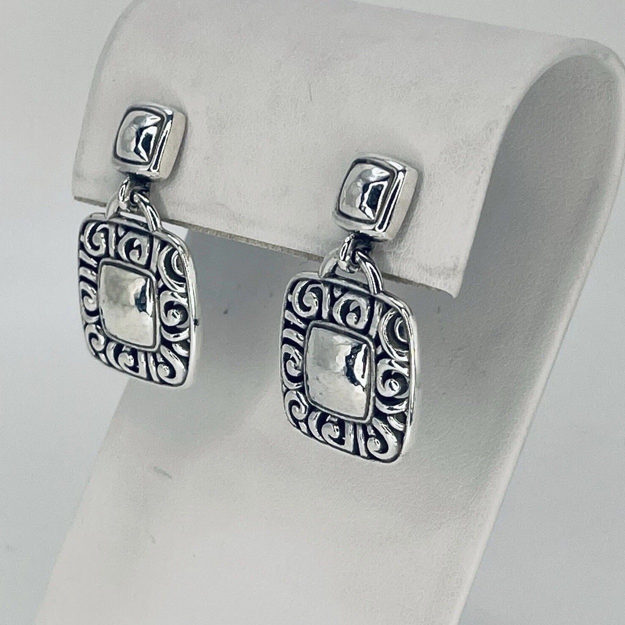 Brighton Barbados Scroll Square Drop Earrings Sil… - image 2