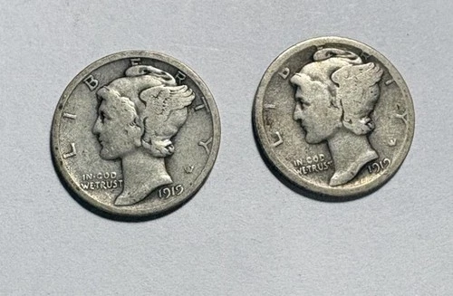 New Listing1919D & 1919S Mercury Silver Dime G