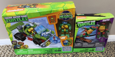 Mega Bloks Teenage Mutant Ninja Turtles Leo Turtle Buggy /Ralph Seesaw Stunt