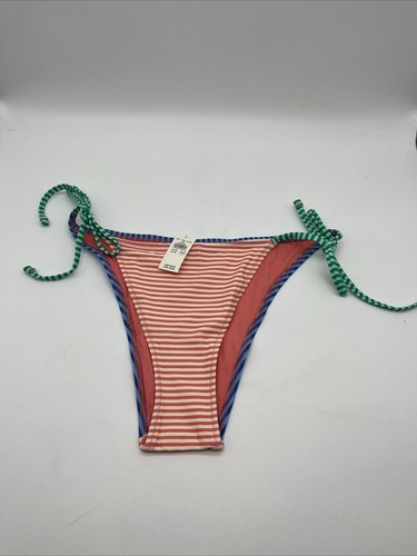 NWT AE Aerie Cheekiest Side Tie Bright Multicolor Striped Bikini Bottom M - Picture 1 of 5