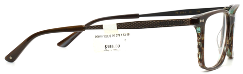 PERRY ELLIS PE379 1 Brown Horn Mens Rectangle Full Rim Eyeglasses 53-16-145 B:38 - Picture 4 of 15