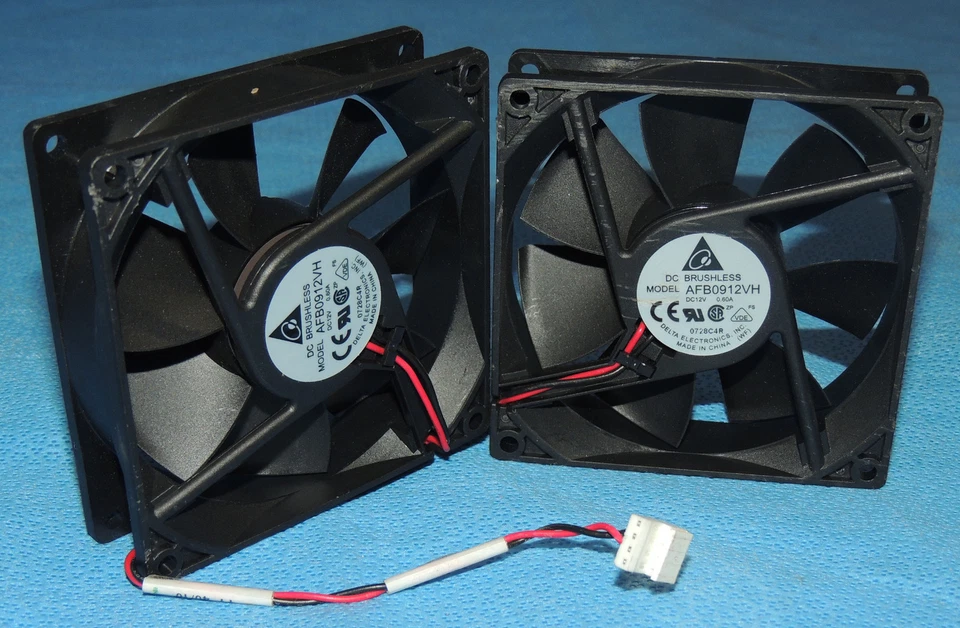 2pcs Delta AFB0912VH DC 12V 0.60A Brushless MODEL Fan 92X92X25mm 2-Wire 4-Pin - Image 2 of 4