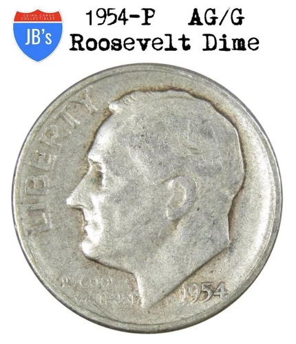 1954 (P) Roosevelt Dime 90% SILVER About Good/Good or Better (AG/G) *JB's Coins*