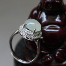 Size 6 3/4 CERTIFIED Natural Type A Untreated Icy Jadeite JADE S925 RING R247
