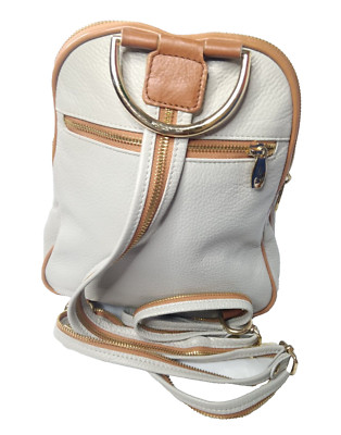Valentina Pebble Leather Backpack Sling Bag Gray Shoulder Bag Italy~Small 