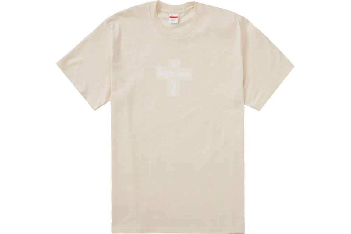 T shirt naturel Supreme Cross Box logo FW20 2020 taille M moyen