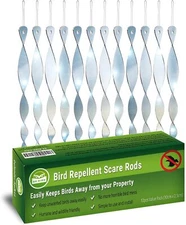 De-Bird Bird Scare Rods, Deterrents for Outside to Birds - 12-Pack