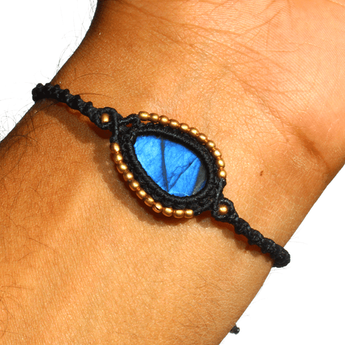 Handmade Natural Faceted Labradorite Blue Flash Minimalist Gem Crystal Bracelet - Picture 8 of 13