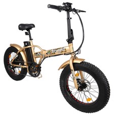 Folding Electric Fat Tire Bike Beach Bicycle City Ebike 20" 48V 13AH 500W Gold