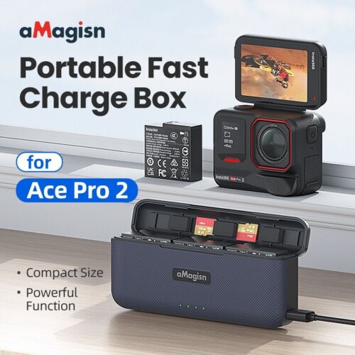 aMagisn For Insta360 Ace Pro2 Fast Charging Case Battery Charger Storage - Bild 2 von 19